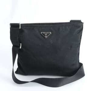 Prada Tessuto Nylon Triangle Logo Leather Shoulder Bag, Crossbody Messenger T...